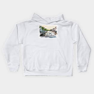 AMSTERDAM, Netherlands Watercolor Cityscape Fine Art Kids Hoodie